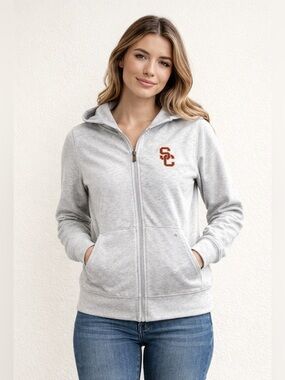 TravisMathew USC Trojans Cloud Full Zip Hoodie Women’s XS Gray